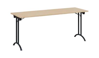 SLA 180 lak skládací jednací stůl 1800x600, deska 25 mm, podnož černý lak, deska bříza světlá